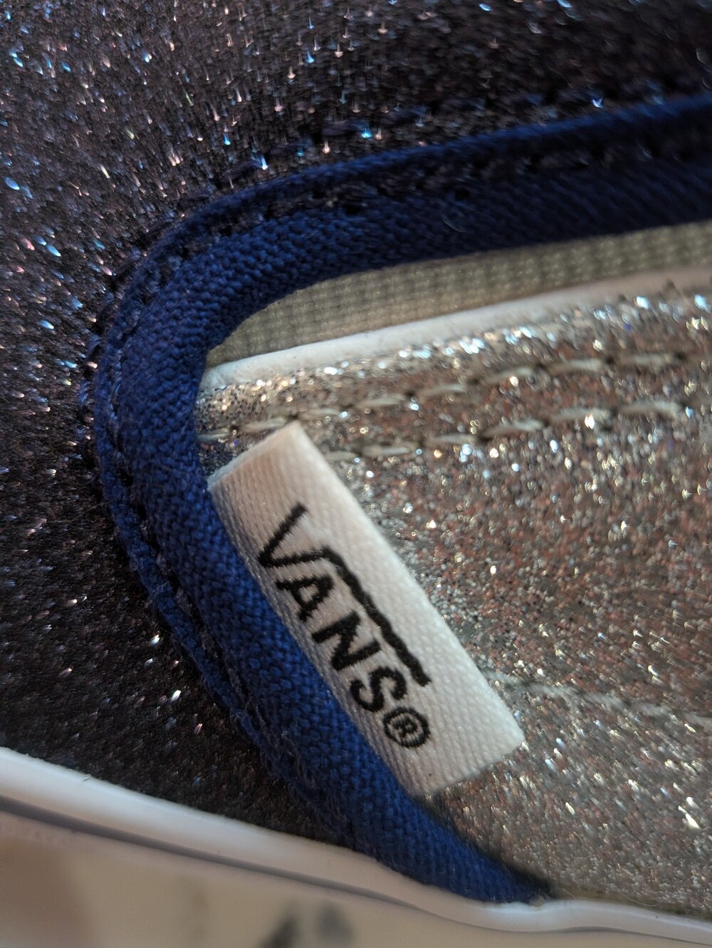 Vans Glitter Slip-On in Navy and Silver